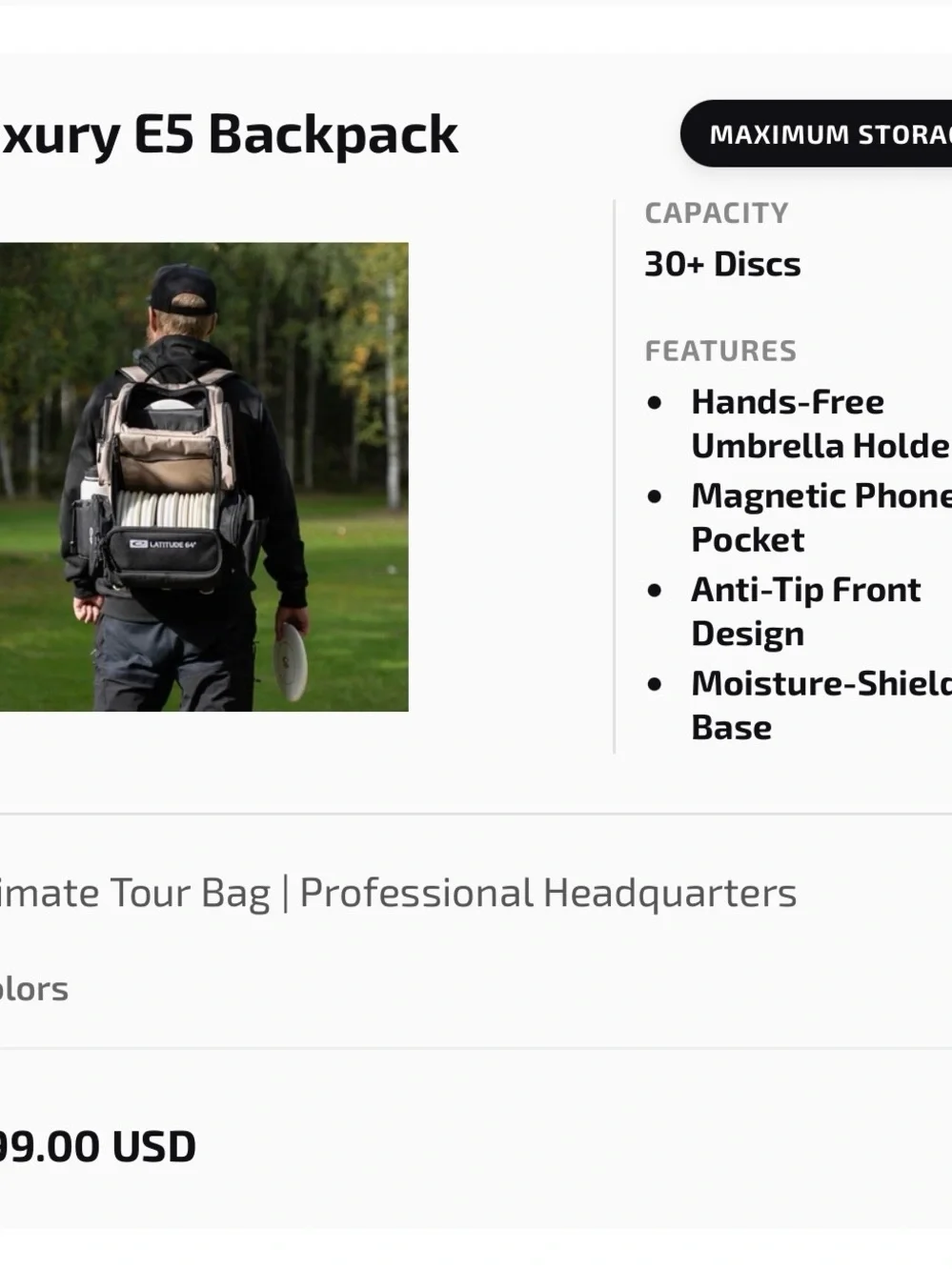 latitude 64 disk golf beginner  Backpack